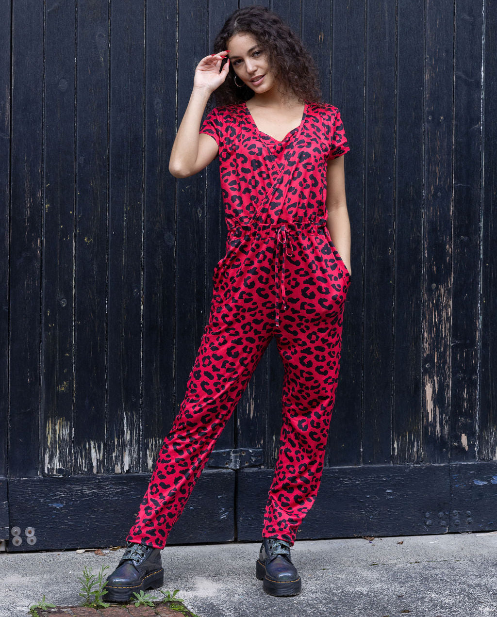 The Breastfeeding Jumpsuit - Red Leopard