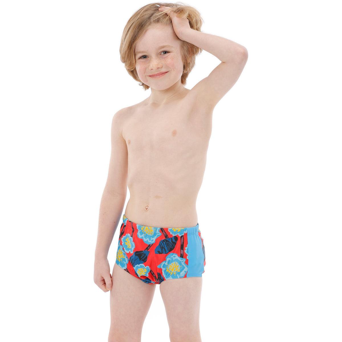 Kes Vir Boy's Waterproof Incontinence Swim Trunks – Floral Blue