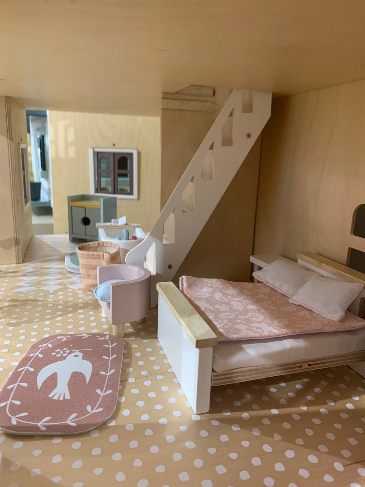 Tender Leaf Toys Wooden Dolls House Furniture Set - Bedroom