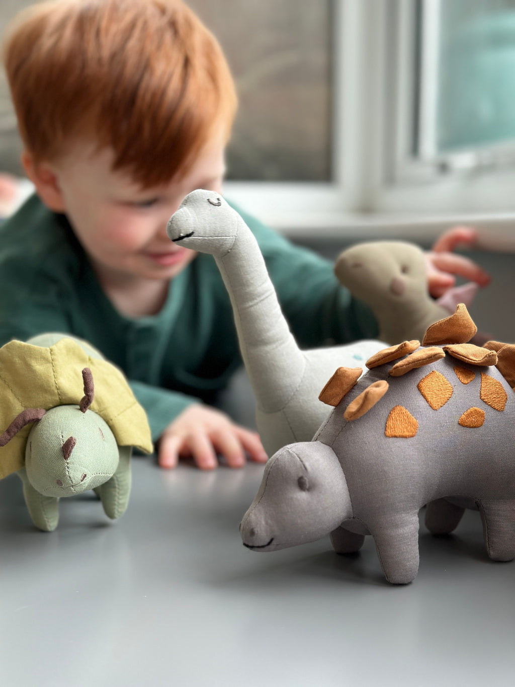 ThreadBear Design Steggy Linen Dinosaur Toy