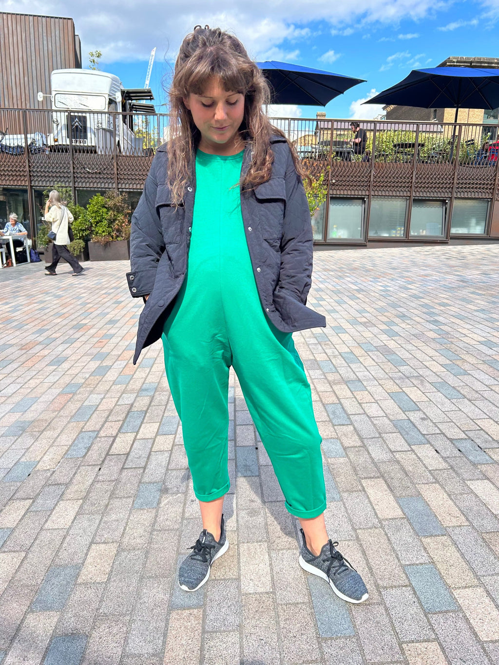 Journy Etta Jumpsuit - Maternity + Breastfeeding Friendly - Green French Terry