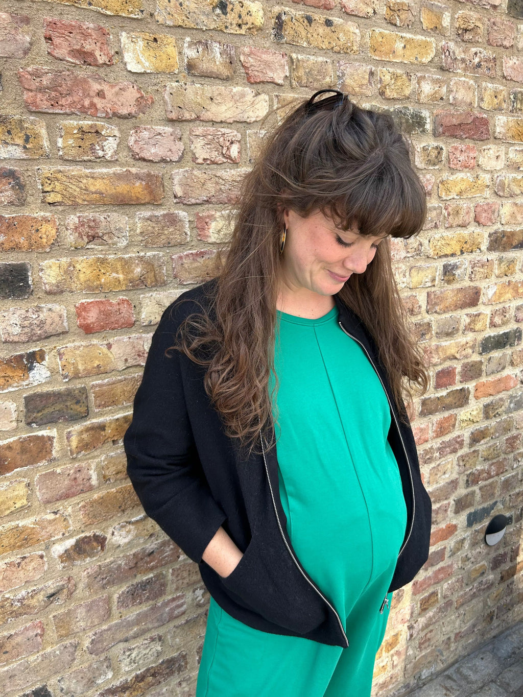 Journy Etta Jumpsuit - Maternity + Breastfeeding Friendly - Green French Terry