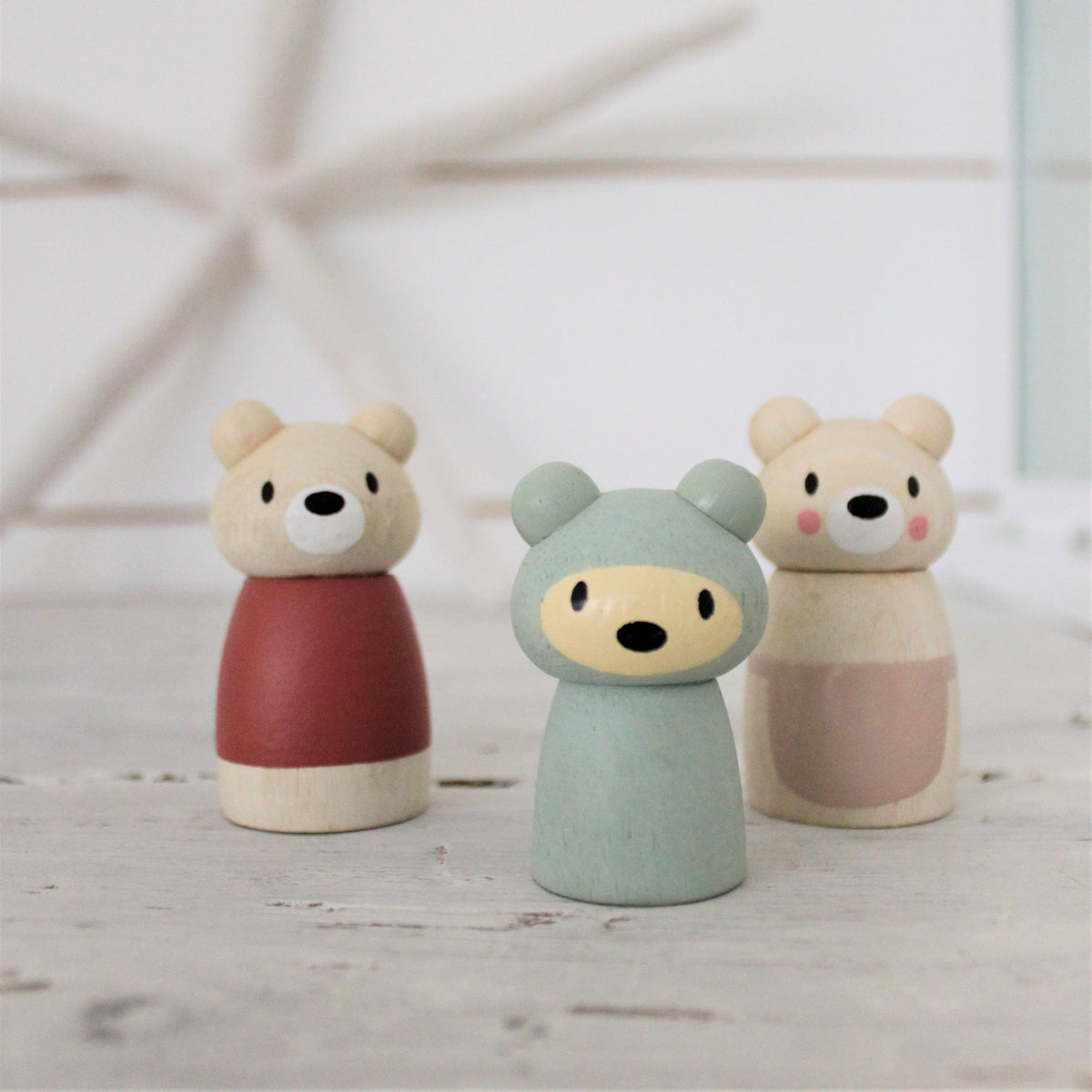 Tender Leaf Toys Bear Tales Set of Three Wooden Bears for Dolls Houses