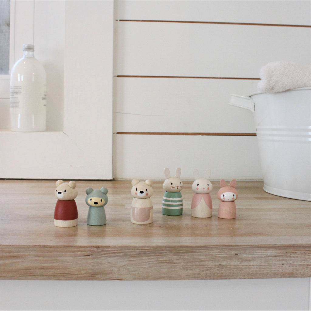 Tender Leaf Toys Bear Tales Set of Three Wooden Bears for Dolls Houses
