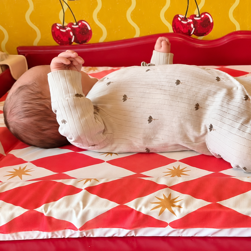 Bobbin and Bumble Standard Changing Mat - Red Harlequin