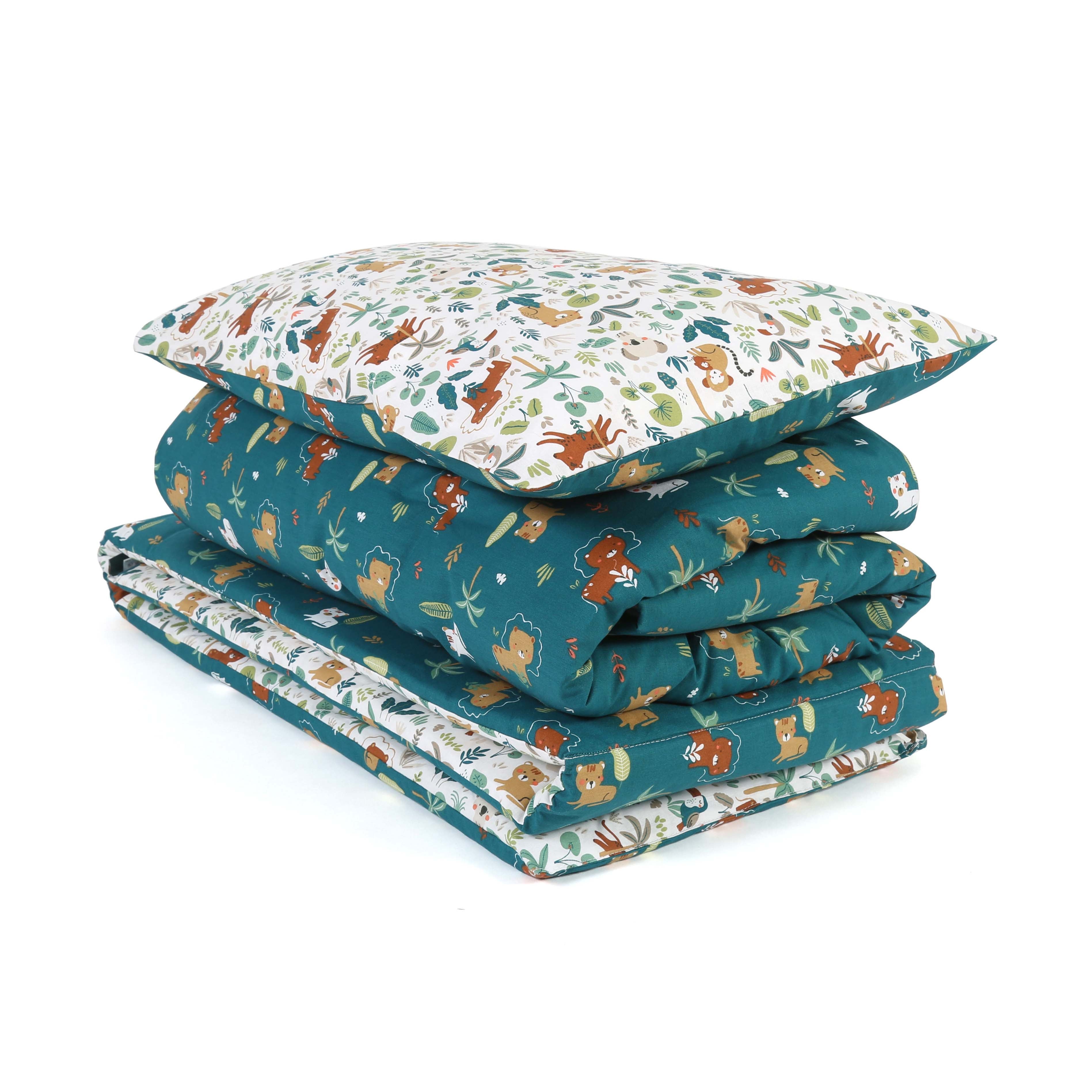 FORREST 3 Piece Organic Reversible Cot Bed Set - Jungle