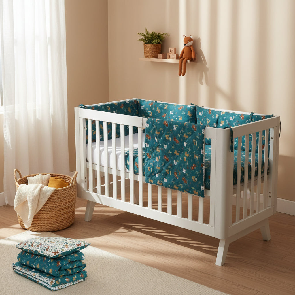 FORREST 3 Piece Organic Reversible Cot Bed Set - Jungle