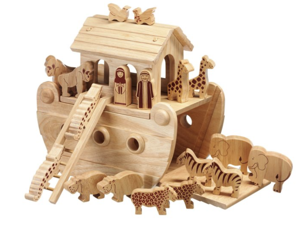 Junior Wooden Noah's Ark Playset - 18 Natural Characters