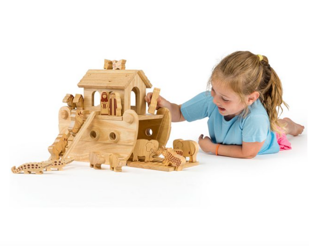 Junior Wooden Noah's Ark Playset - 18 Natural Characters
