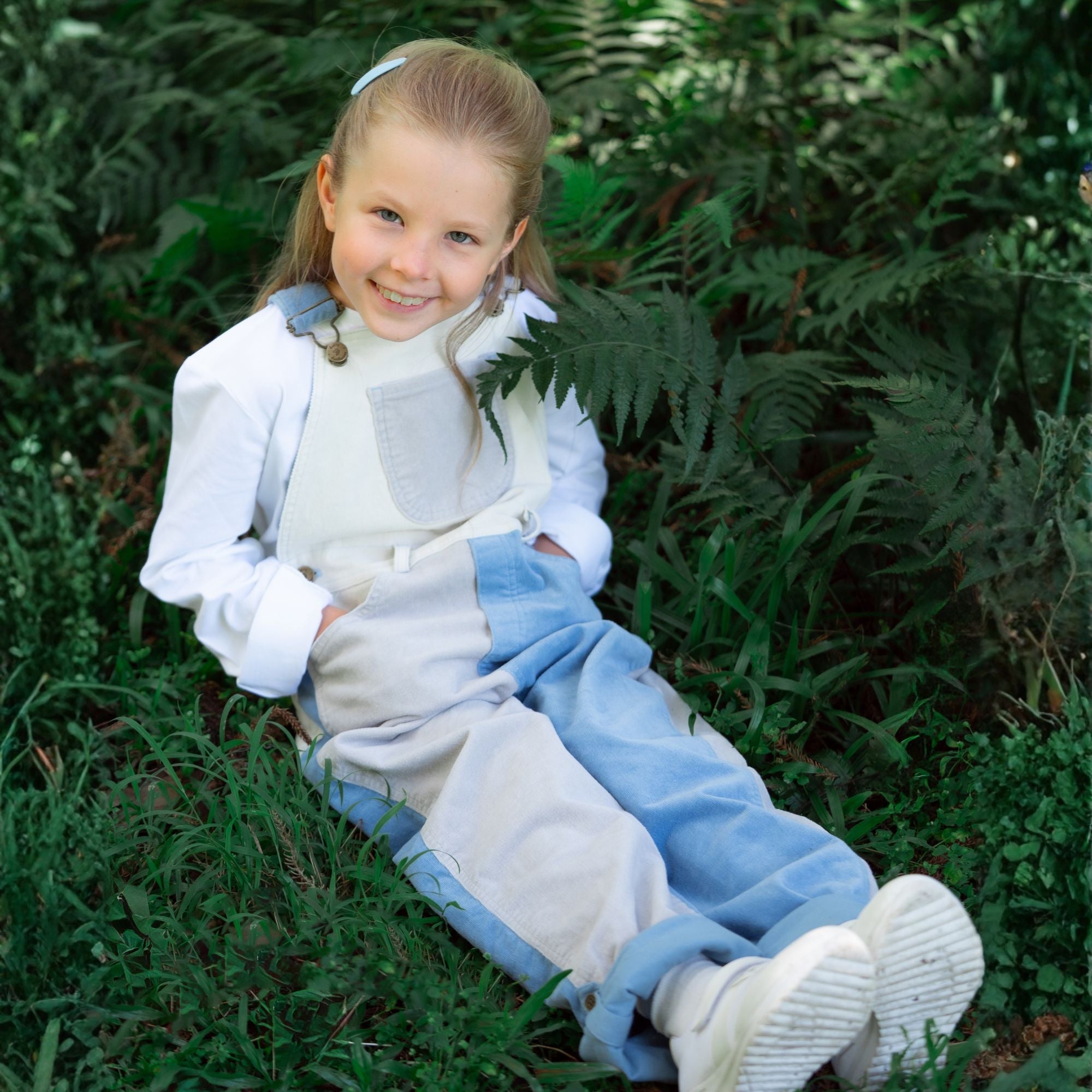 Dotty Dungarees Patchwork Corduroy Dungarees - Juniper