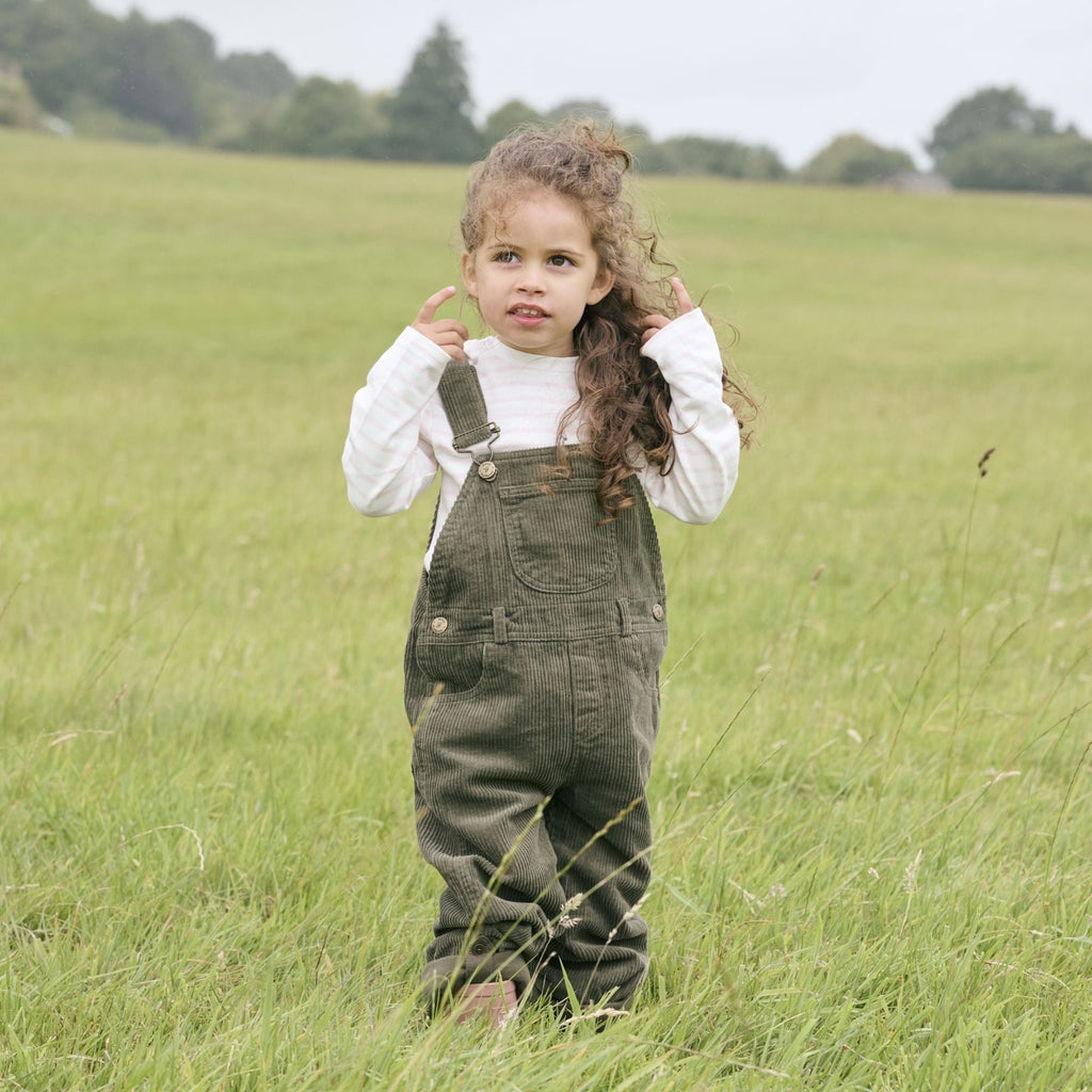 Dotty Dungarees Chunky Cord Dungarees - Khaki Green