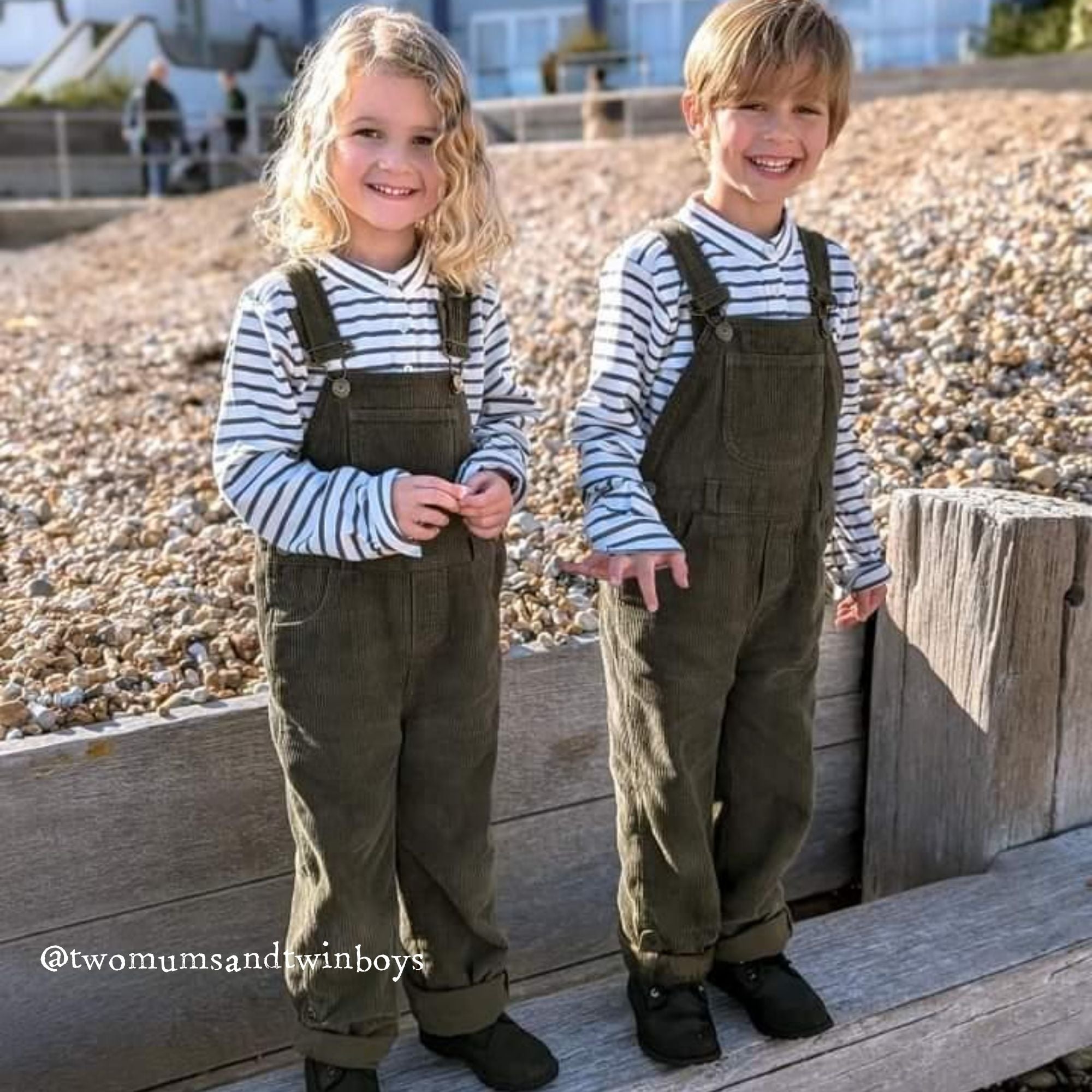 Dotty Dungarees Chunky Cord Dungarees - Khaki Green
