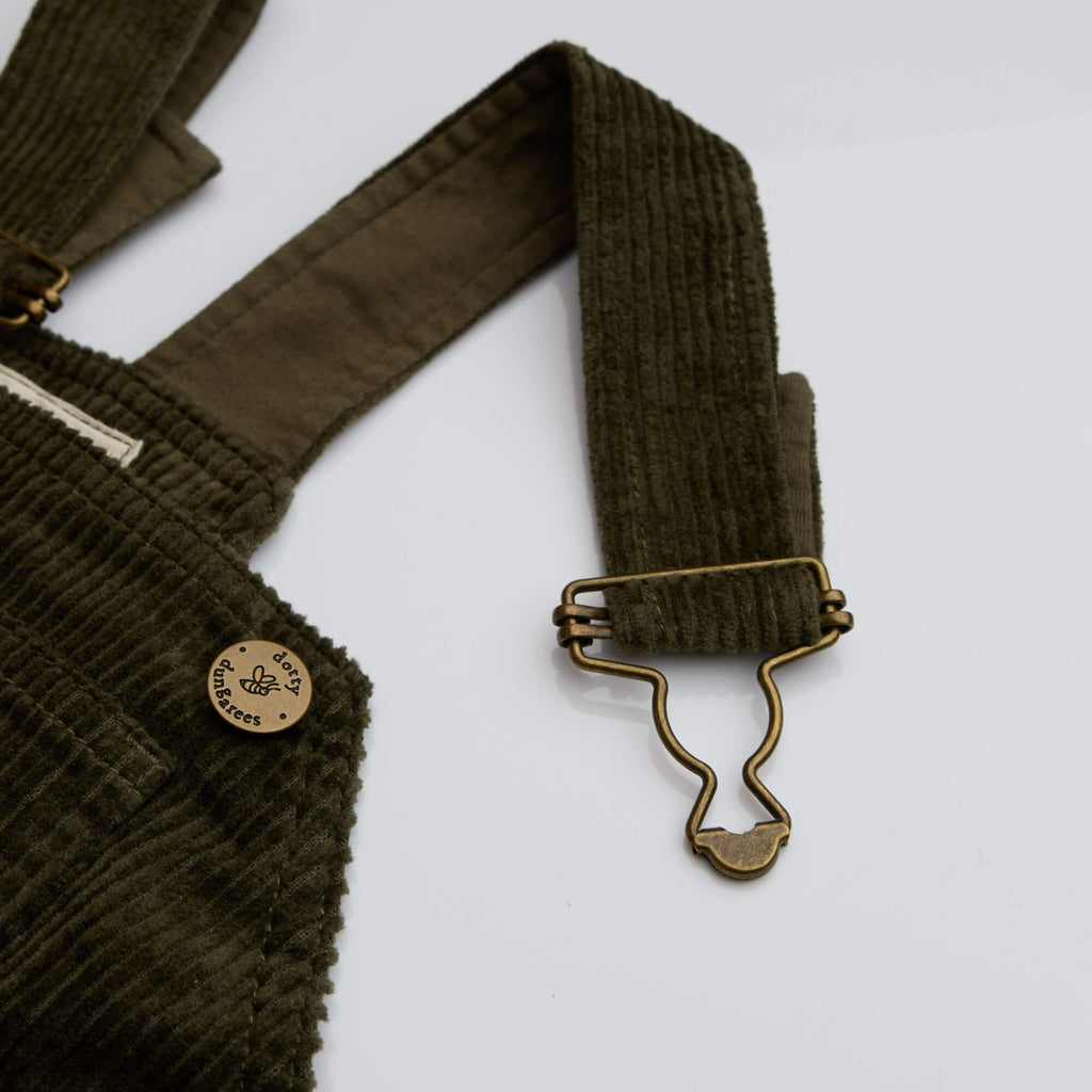 Dotty Dungarees Chunky Cord Dungarees - Khaki Green