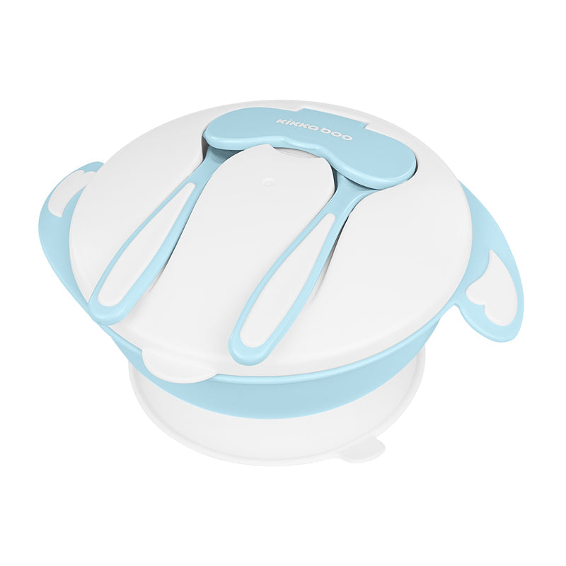 Kikka Boo Bowl 4 In 1 with Fork, Spoon, Bowl - Blue