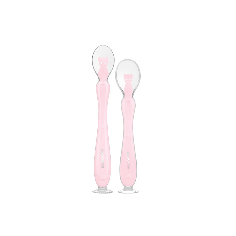 Kikka Boo Silicone Spoons With Suction Cup Base - Pink - 2 Pack