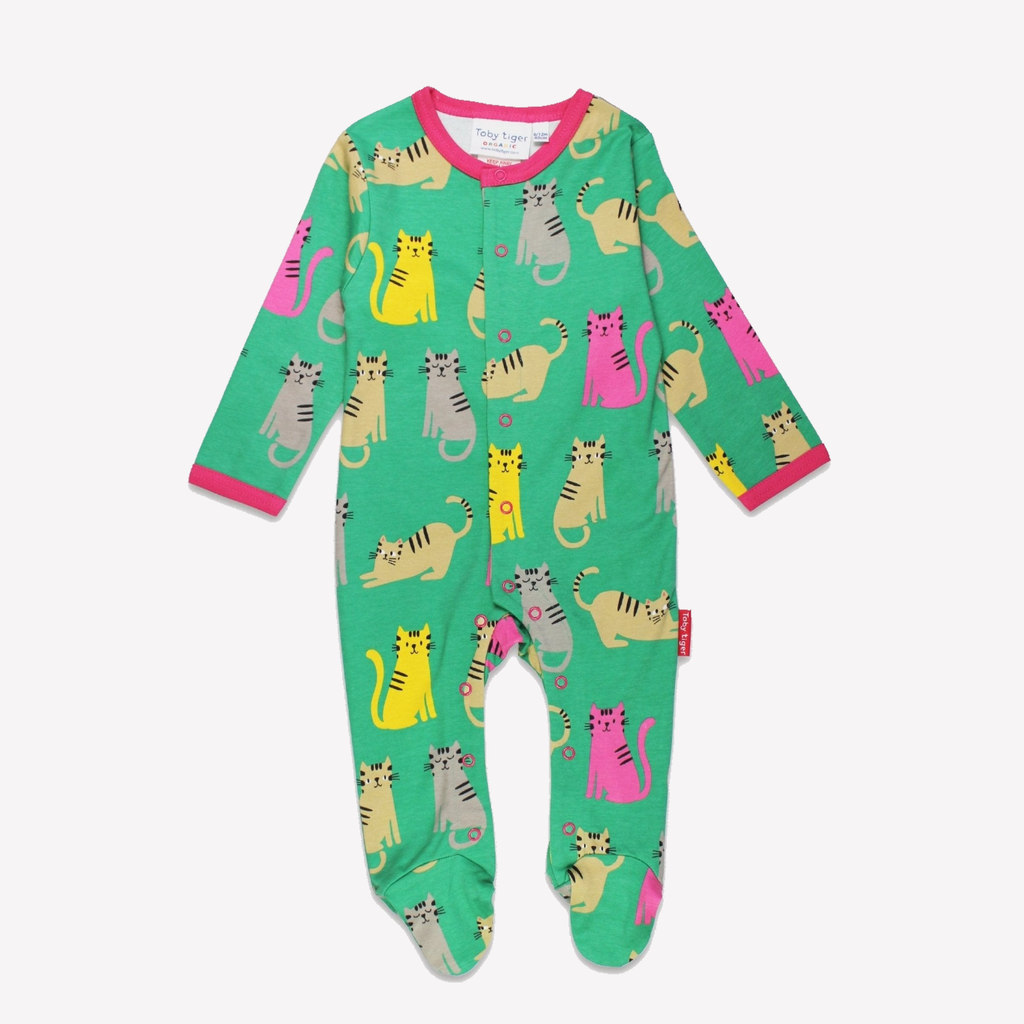Organic Sleepsuit - Kitten Print