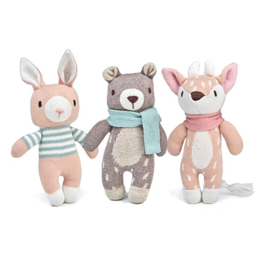 ThreadBear Design Knitted Animal Set + Gift Box (Bear, Deer, Hare)