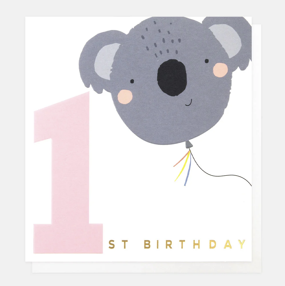 Caroline Gardner Greetings Card - 1st Birthday with Koala and Balloon