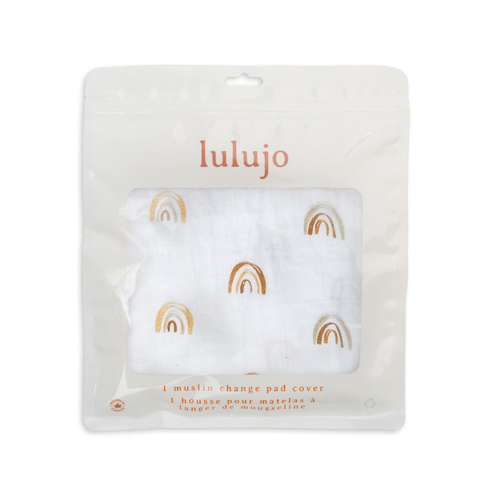 Lulujo - Cotton Changing Pad Cover - Rainbows (81cm x 43cm)