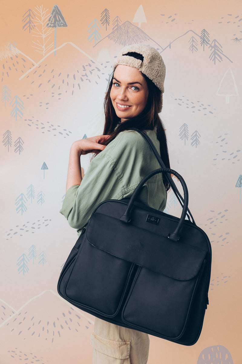 Bizzi Growin Baby Travel Crib Changing Bag - Vegan Black - POD ®