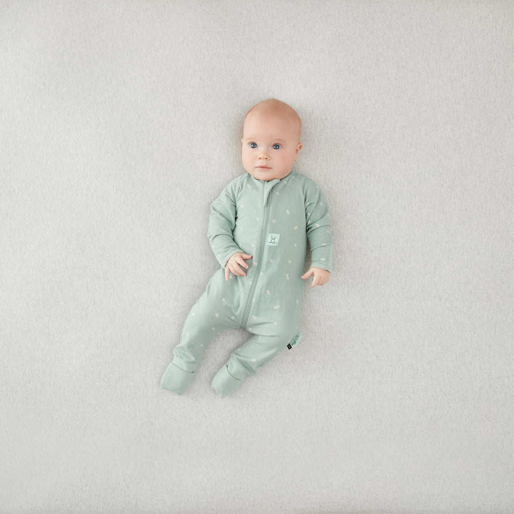 ergoPouch - Organic Layers Long Sleeve Babygrow Sleepsuit Sage - Mild 0.2 TOG