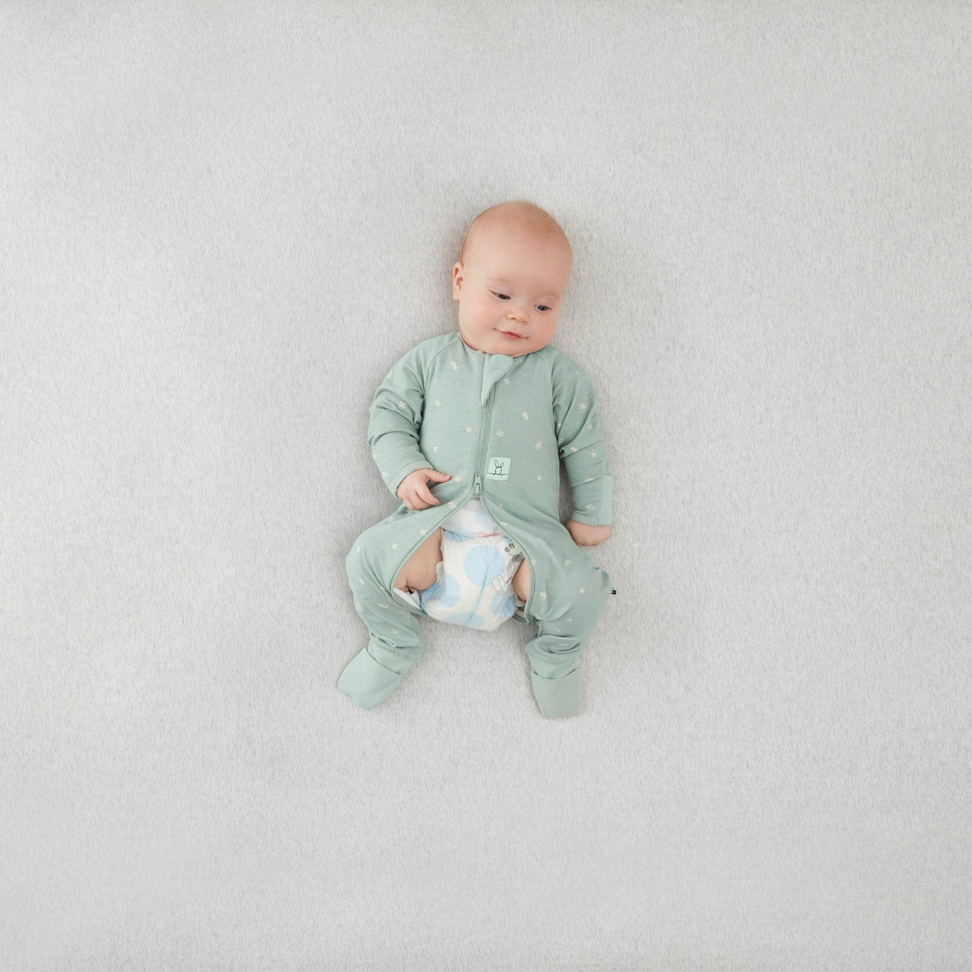 ergoPouch - Organic Layers Long Sleeve Babygrow Sleepsuit Sage - Mild 0.2 TOG