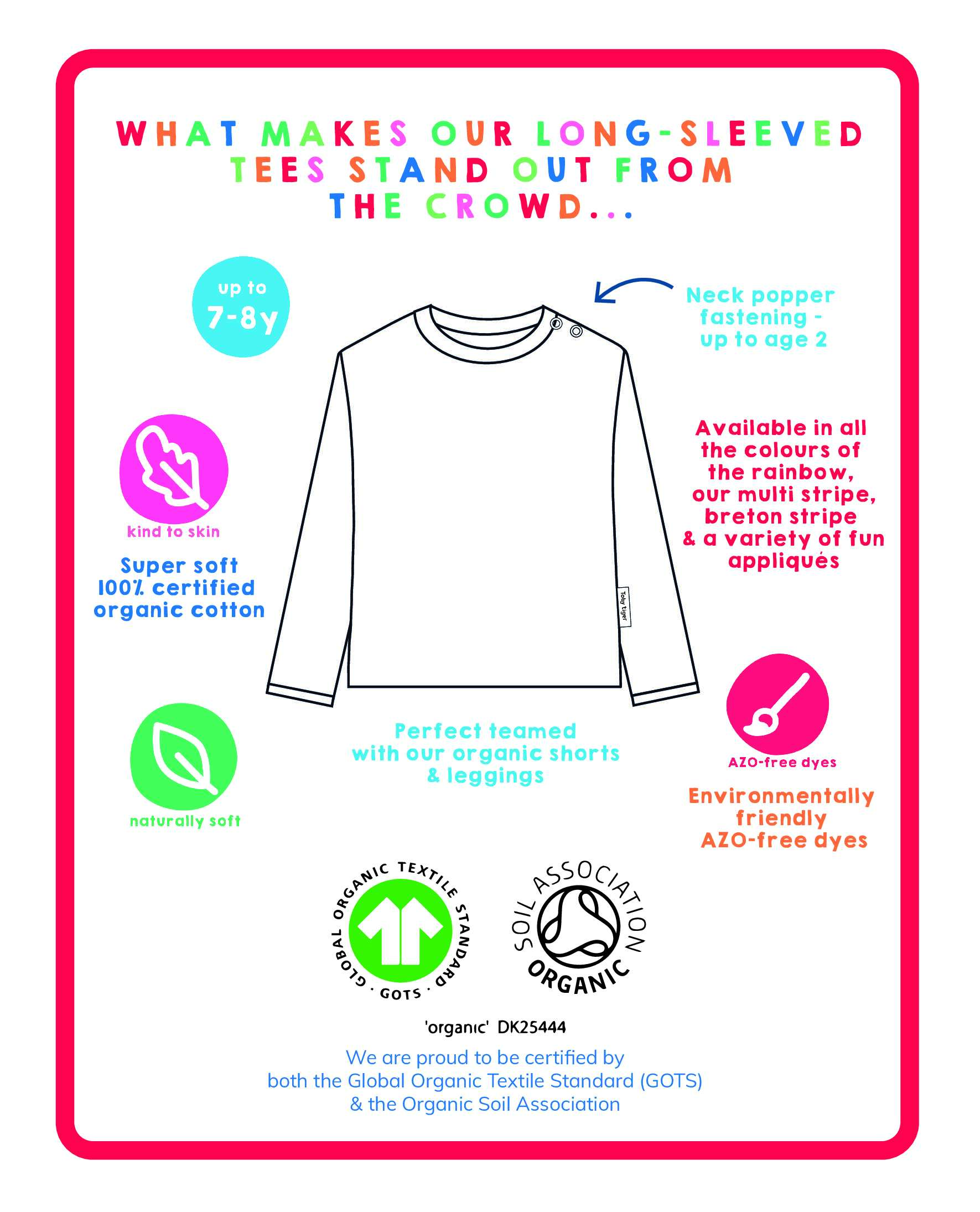 Toby Tiger Organic Applique Long-Sleeved T-Shirt - Striped Daisy