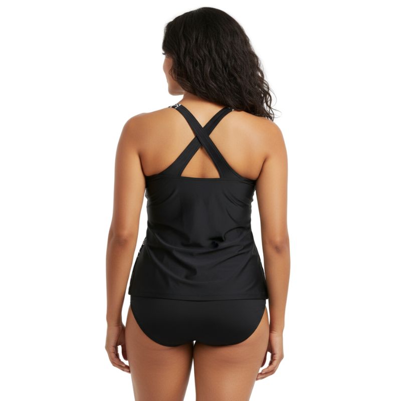 Kes-Vir Ladies Incontinence Tankini with Briefs - Black Floral
