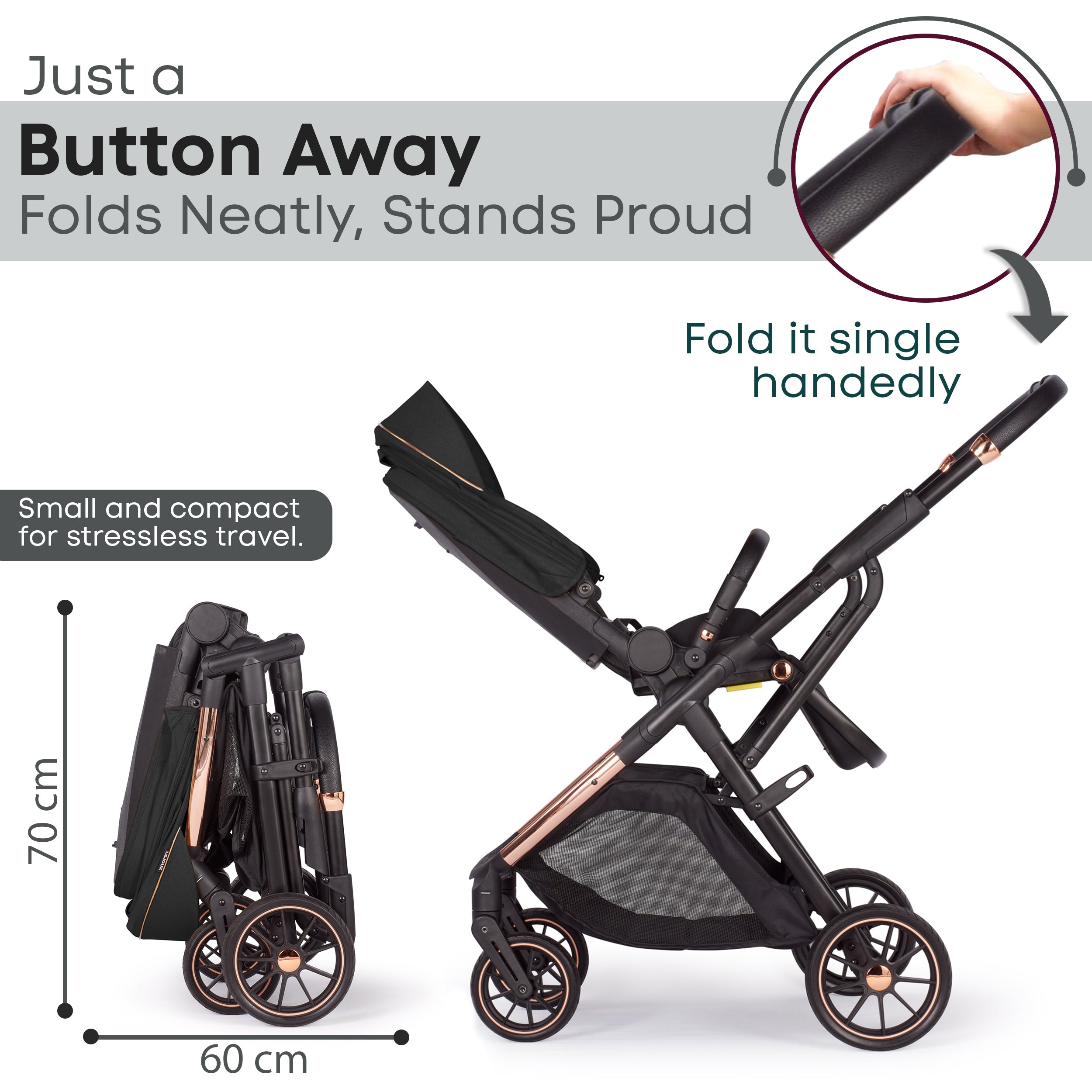 Lejoux+ Baby Pram Stroller Pushchair - 0 Months +