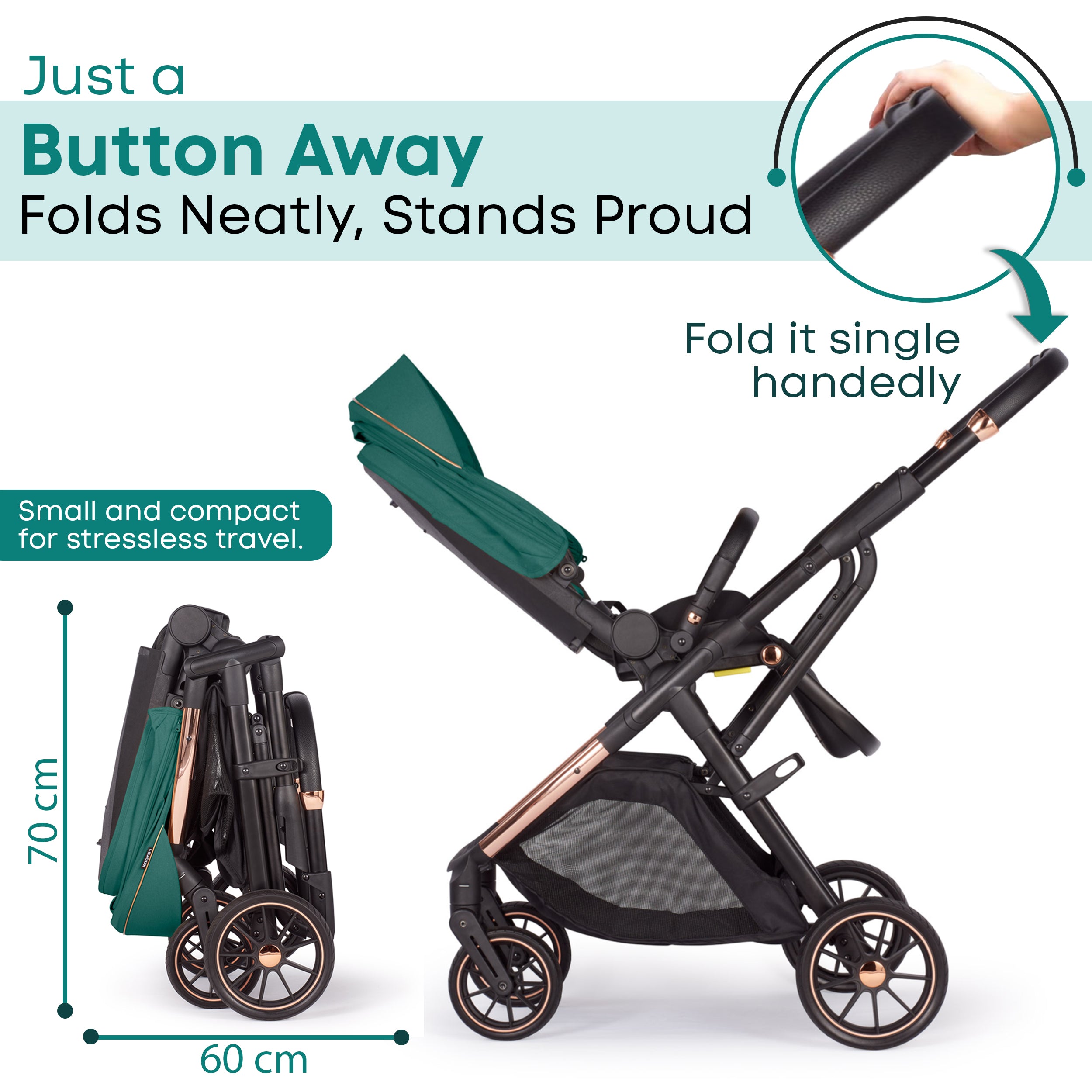 Lejoux+ Baby Pram Stroller Pushchair - 0 Months +