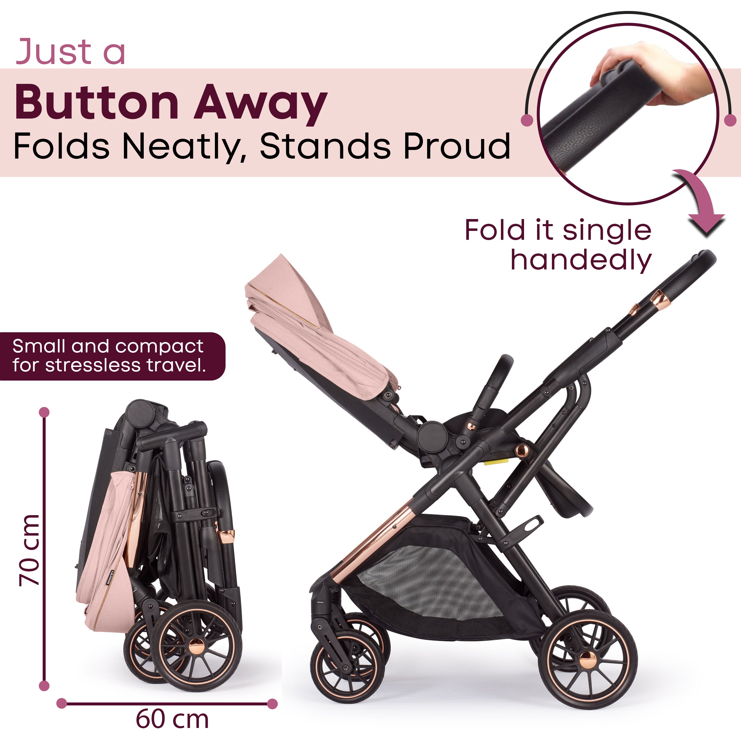 Lejoux+ Baby Pram Stroller Pushchair - 0 Months +