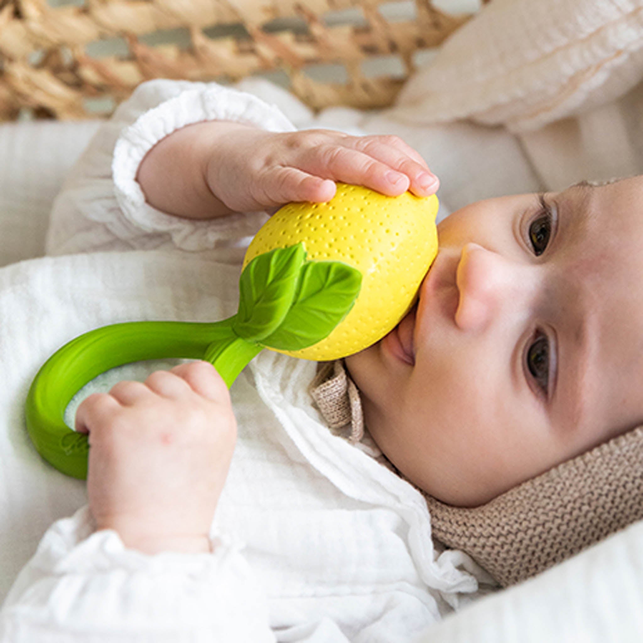 Oli & Carol Lemon Baby Rattle & Teether