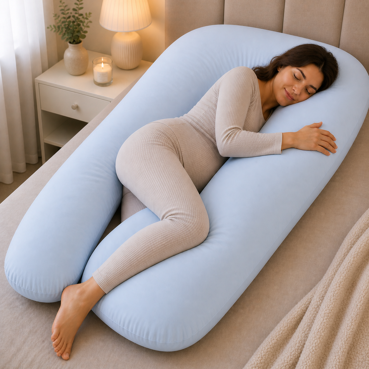 12 Ft Maternity Pillow And Case - Light Blue