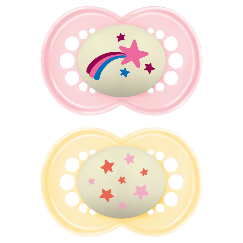 MAM Night Soother Pink Astro - 18-36m - 2 Pack