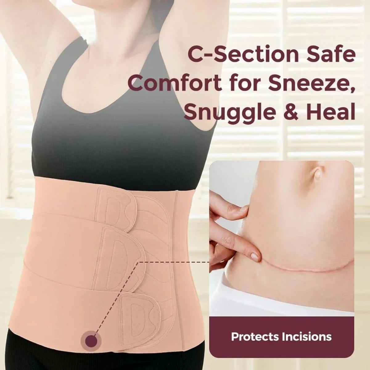 Momcozy Ergowrap Postpartum Belly Band - Standard M - Oyster Pink