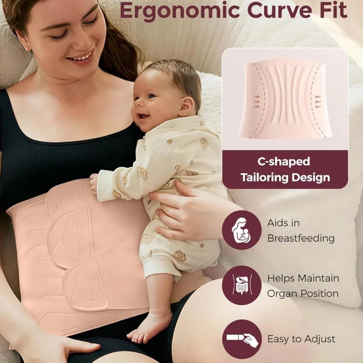 Momcozy Ergowrap Postpartum Belly Band - Standard XL - Oyster Pink