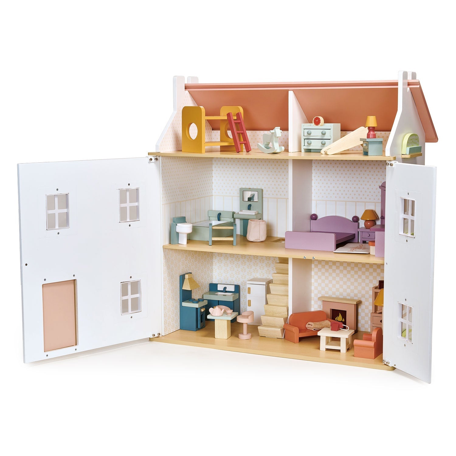 Wooden Dolls House Furniture Set - Bedroom