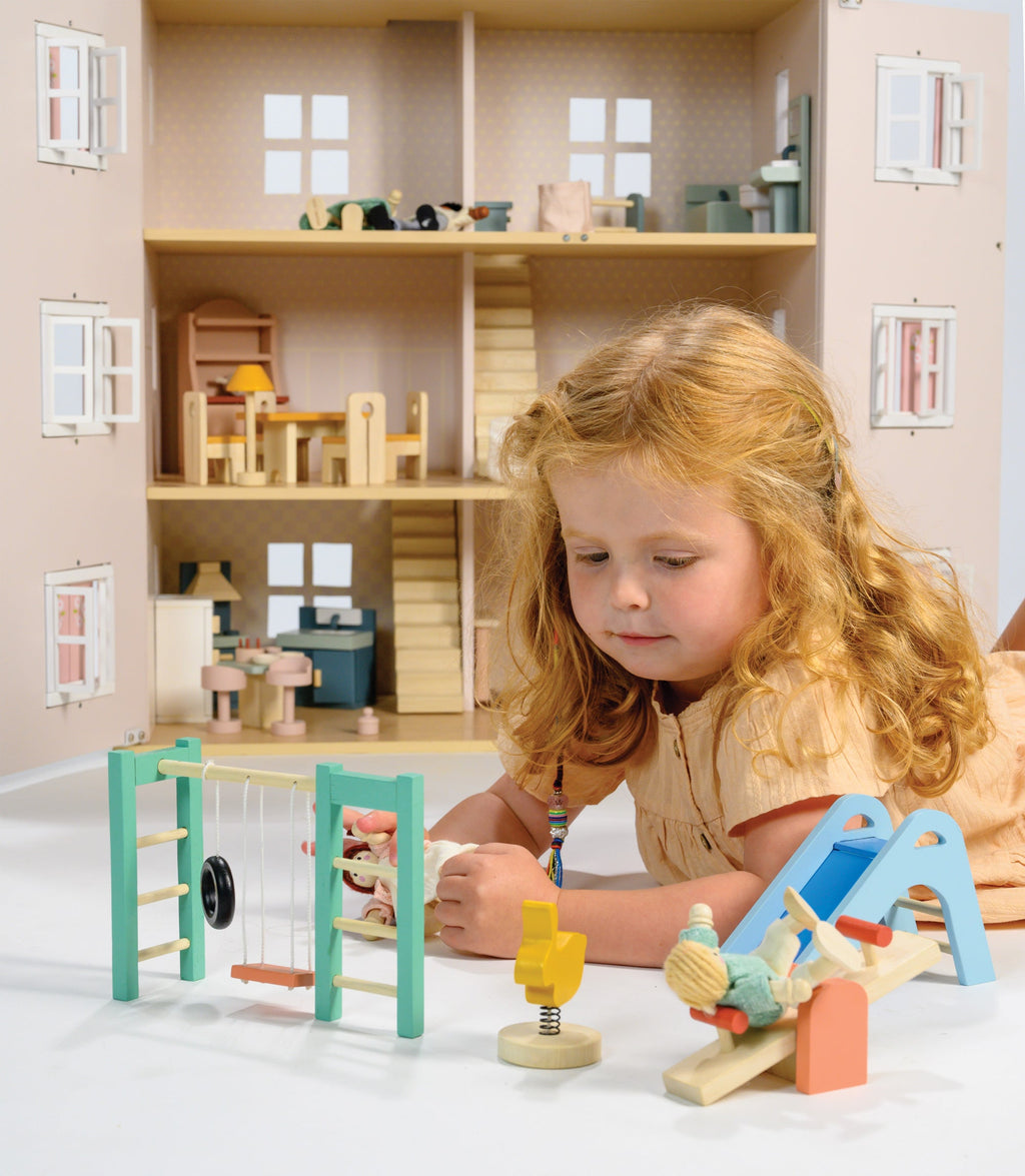 Wooden Dolls House Furniture Playground Set