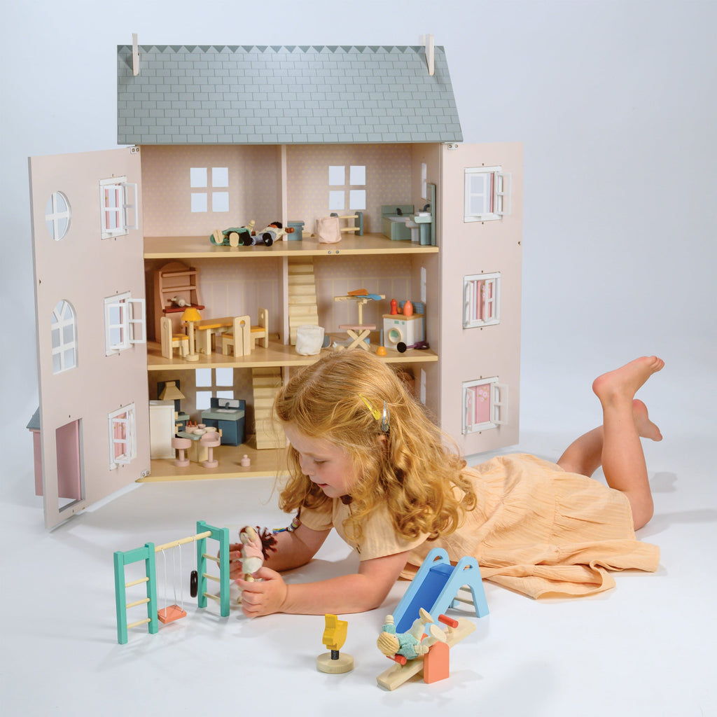 Wooden Dolls House Furniture Playground Set