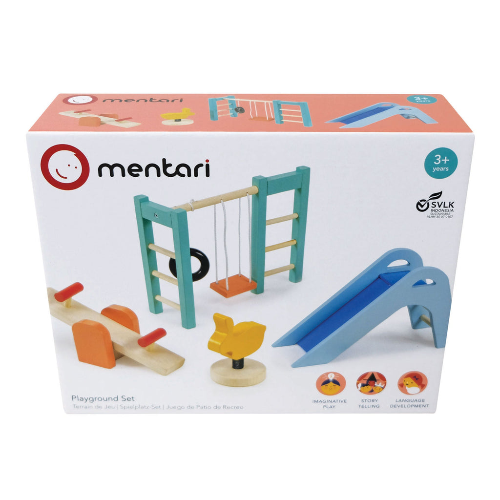 Wooden Dolls House Furniture Playground Set