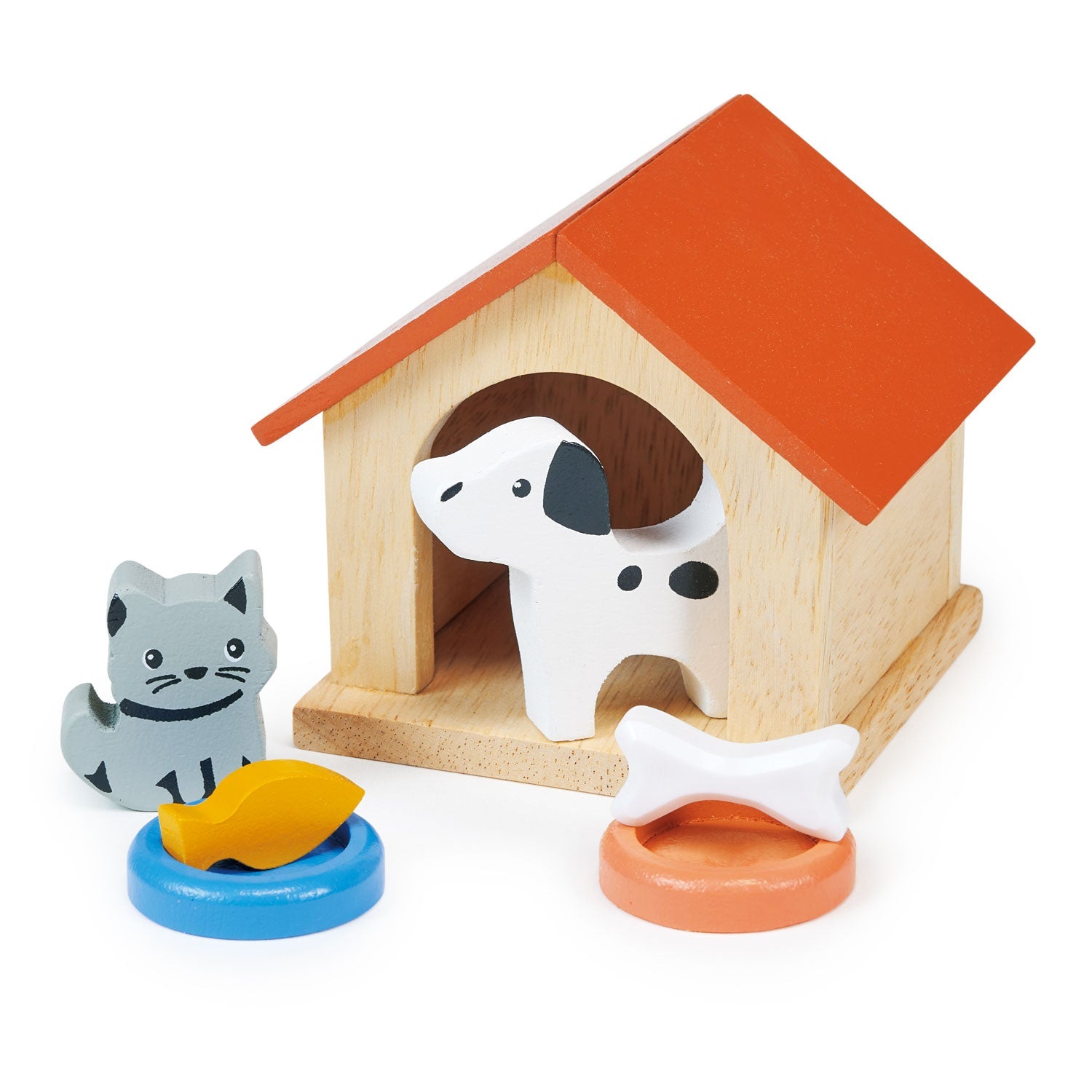 Wooden Dolls House Dog & Cat Pet Set