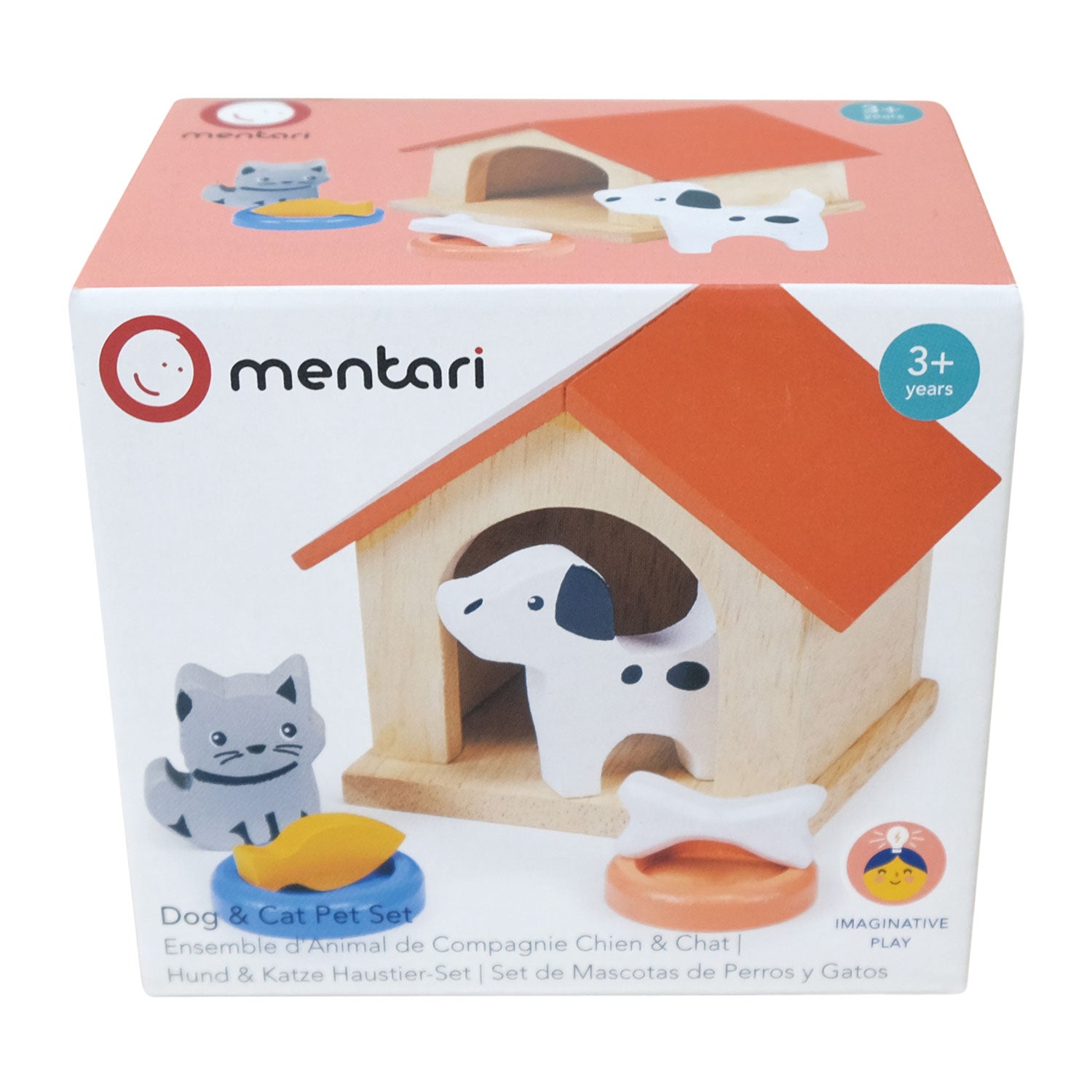 Wooden Dolls House Dog & Cat Pet Set