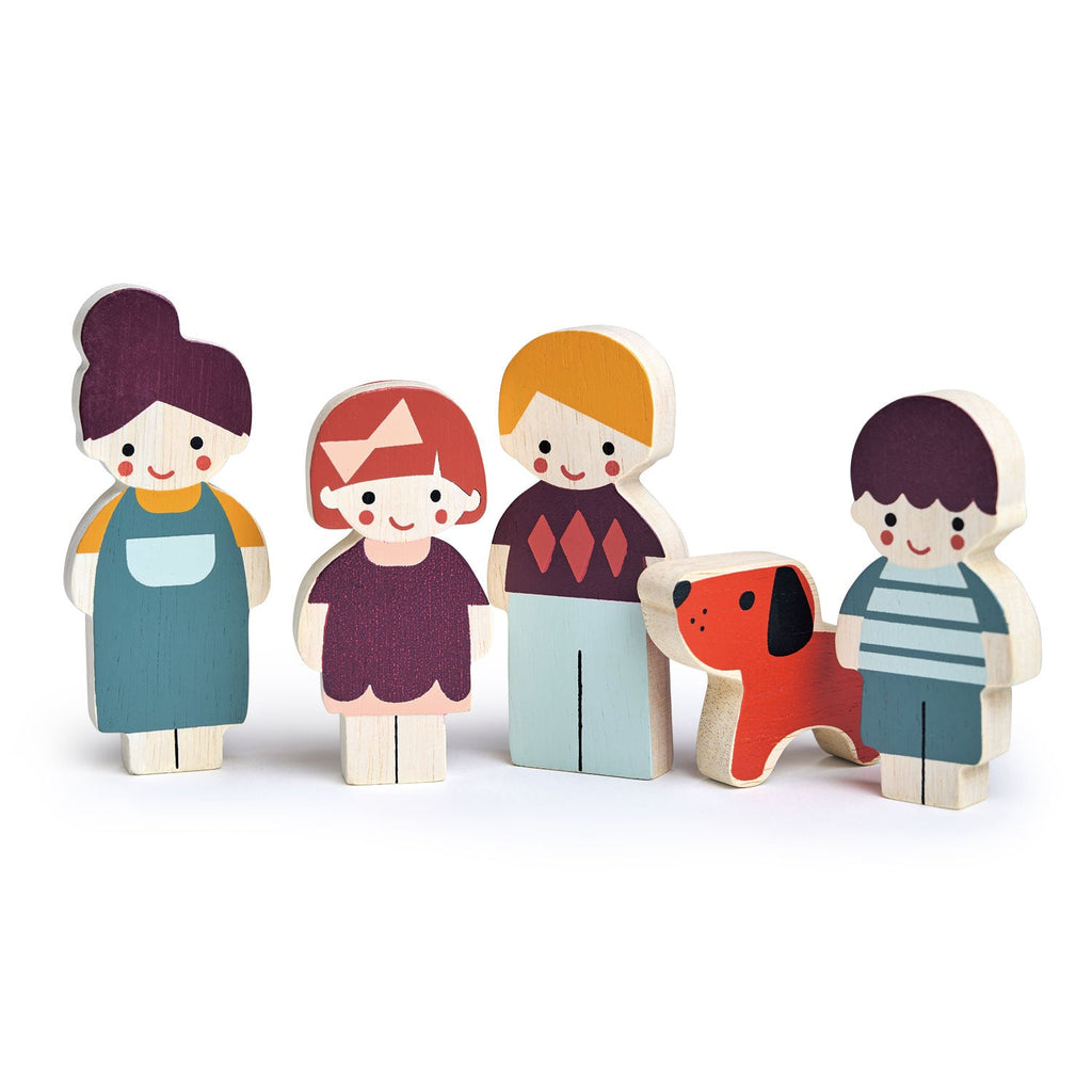 Mentari Wooden Doll Family With Dog