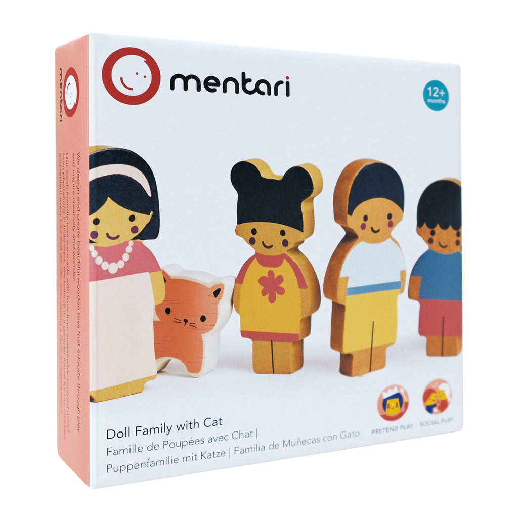 Mentari Wooden Doll Family With Cat