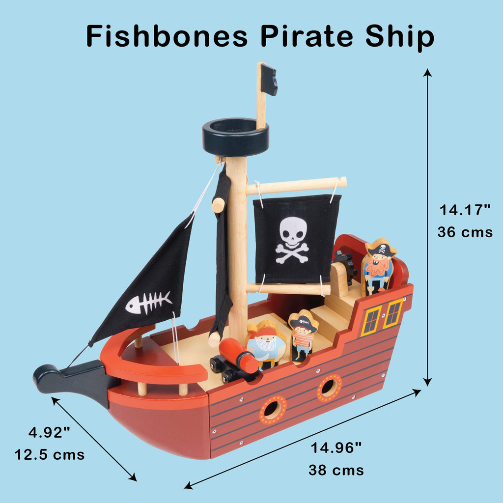Wooden Fishbones Pirate Ship Playset