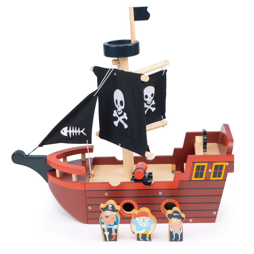 Wooden Fishbones Pirate Ship Playset