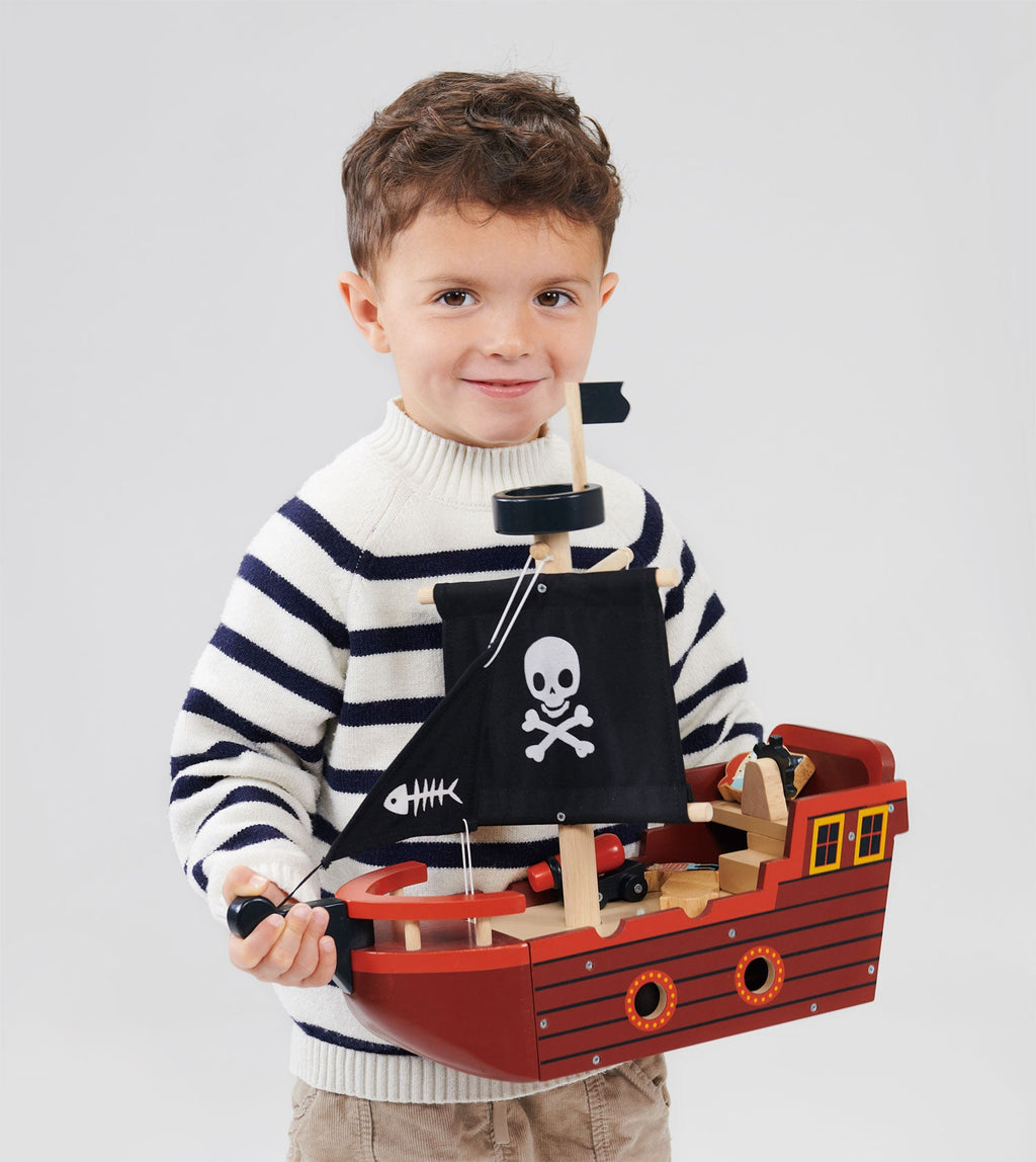 Wooden Fishbones Pirate Ship Playset