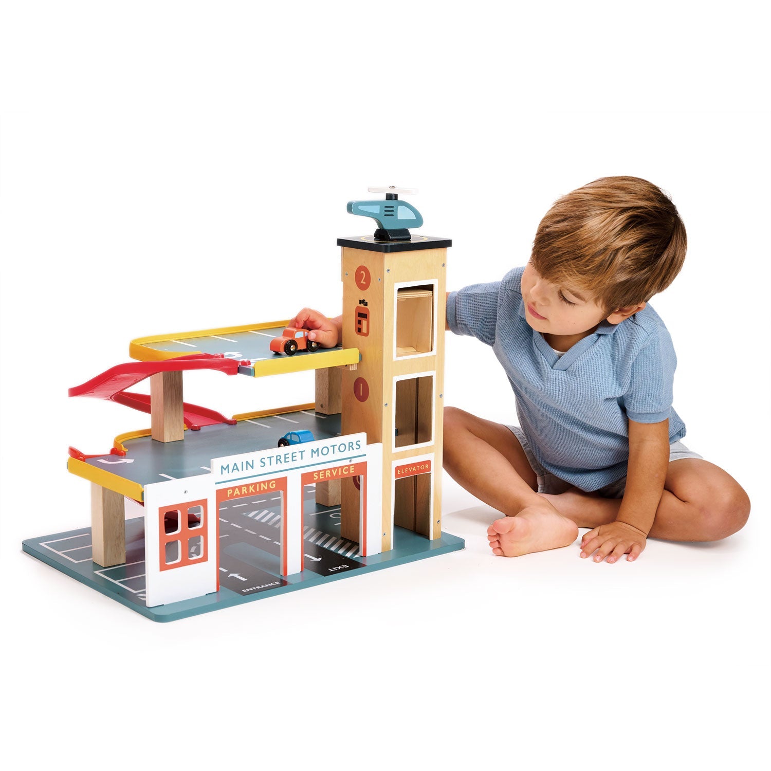 Wooden Multi Level Garage with Lift Playset