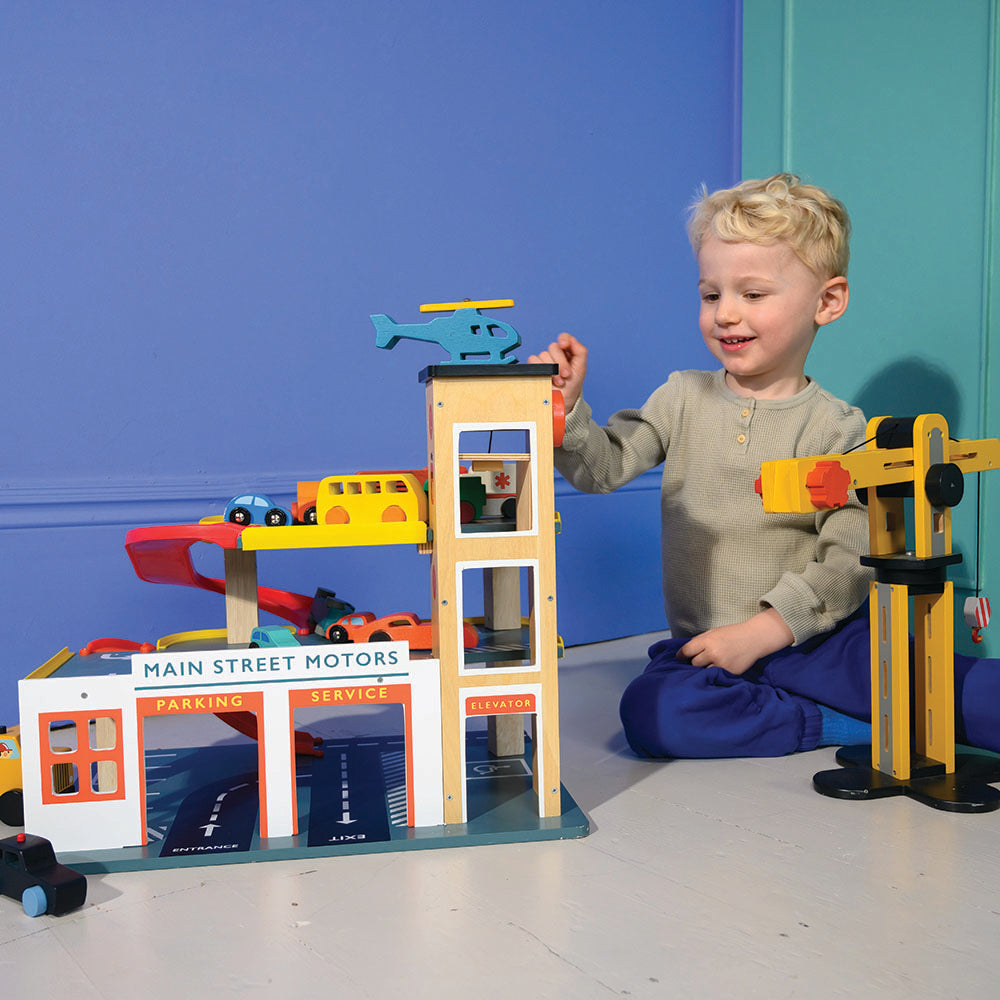 Wooden Multi Level Garage with Lift Playset