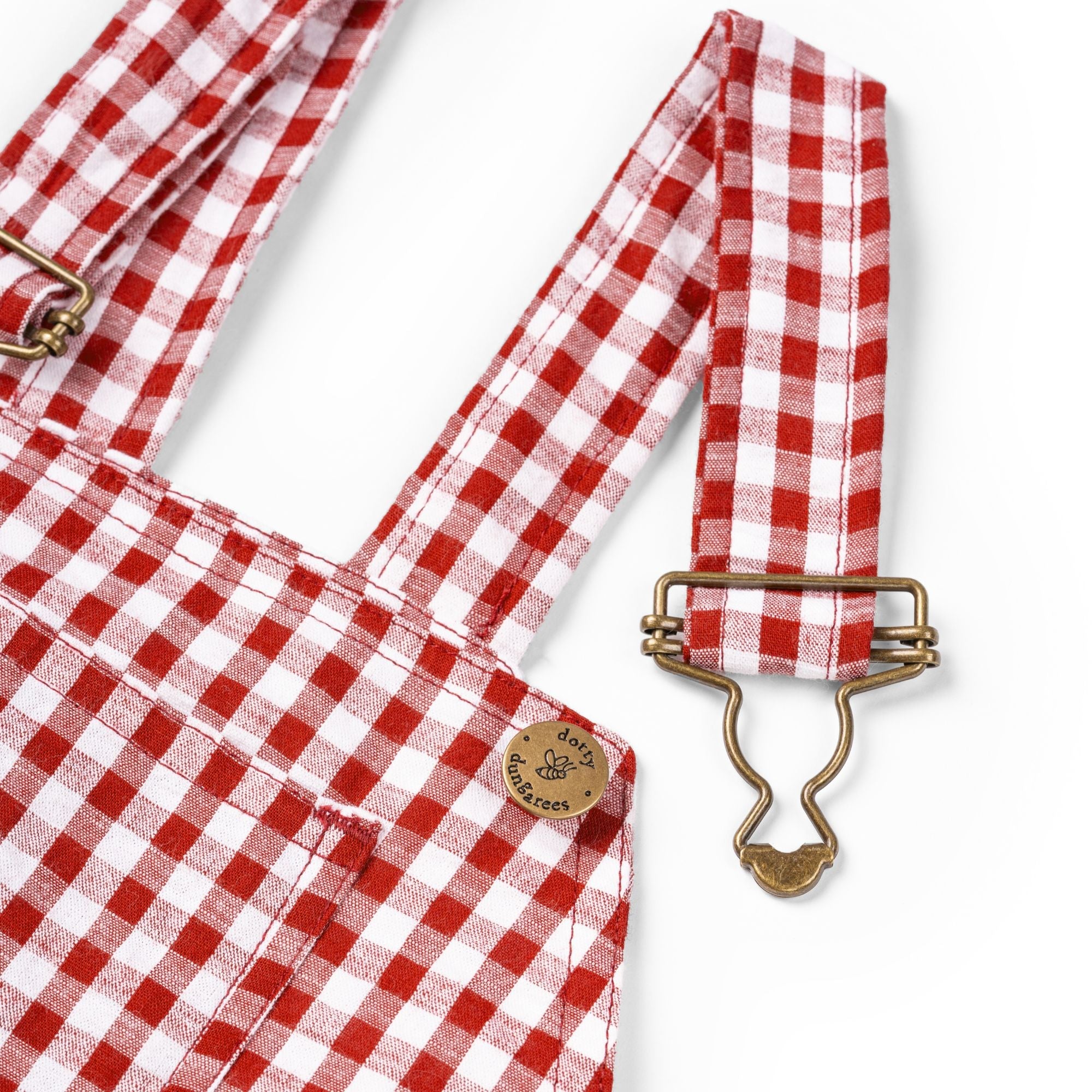 Dotty Dungarees Seersucker Dungarees - Maroon Check